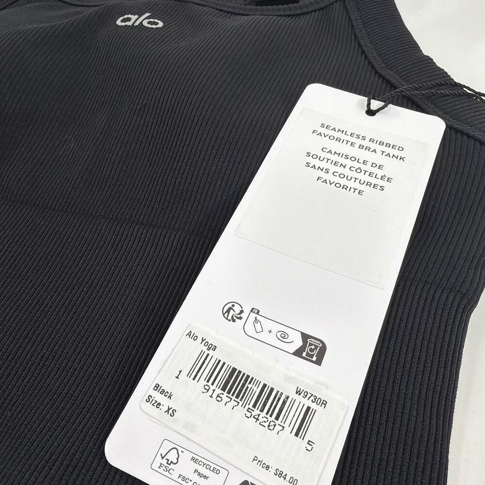 Alo Yoga Black Seamless Ribbed Favorite Bra Tank Size XS - Picture 5 of 9
